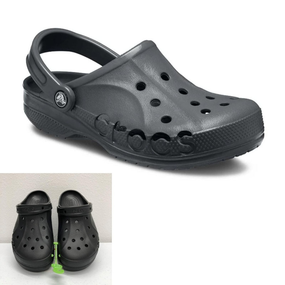 Crocs Clogs Mens Size 9 Womens Size 11 Black Baya Platform Comfort Slip On Shoes